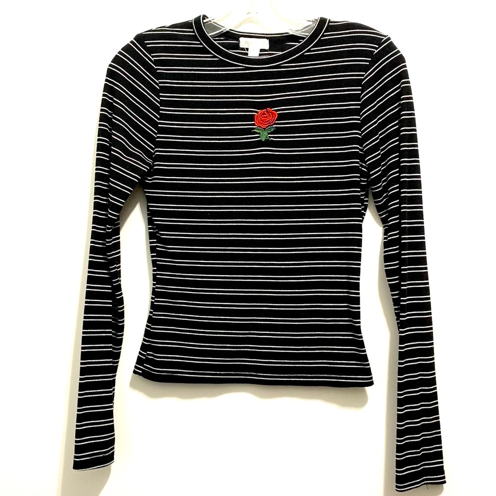 Orange Kiss Women’s Long Sleeve Striped Knit Top